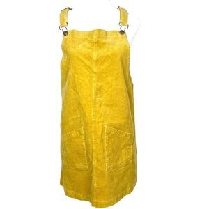 ALTAR’D STATE Women’s Corduroy Overall Dress Yellow Size Small Front Pockets